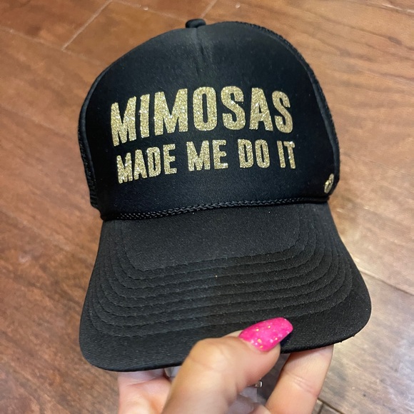 Mother Trucker & co "MIMOSAS Made Me Do It" Black Trucker Hat One size - Picture 5 of 7